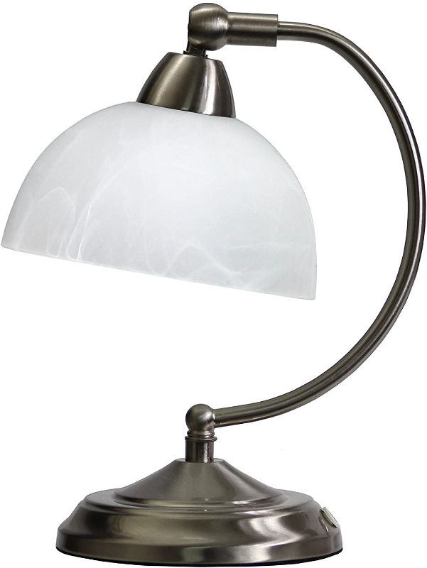 Photo 1 of Elegant Designs LT2029-BSN Mini Modern Banker's Desk Touch Control Base Table Lamp, Brushed Nickel
