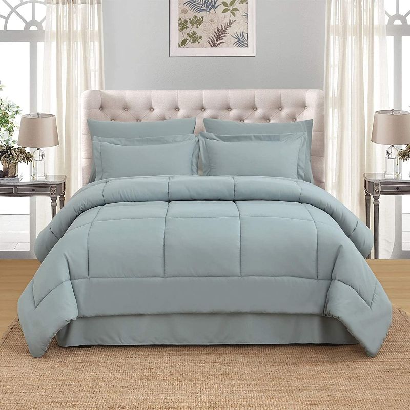 Photo 1 of EMME Twin/Twin XL Comforter Set (68''x90'') 2-Piece, Aqua Blue Comforter with 1 Pillow Shams, Ultra Soft and Comfortable Microfiber Filling Bedding Set for All Season (Twin, Aqua Blue)
