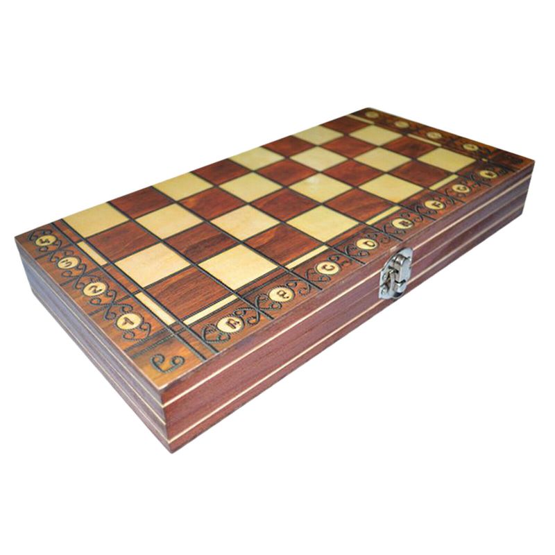 Photo 2 of 11x11inch Foldable Magnetic Wooden Chess Checkers Backgammon Board Game Toy Set
