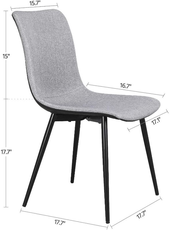 Photo 1 of Dining Chairs Set of 2, Modern PU Kitchen Chairs with Fabric Linen Cushion Seat and Back Mid Century Bedroom/Living/Dining Room Upholstered Side Chairs Diner Chair, Gray