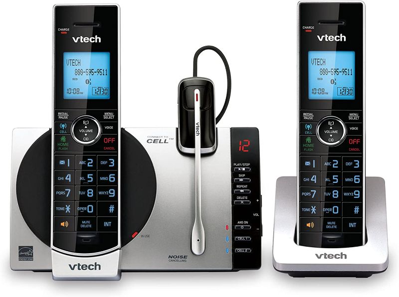 Photo 1 of VTech Connect to Cell DS6771-3 DECT 6.0 Cordless Phone - Black, Silver, 6.9" x 4" x 6.6"
