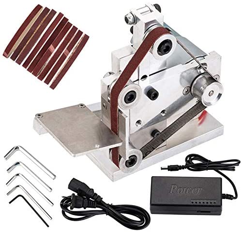 Photo 1 of Cozyel 110V Mini Belt Sander Electric Sanding Polishing Grinding Machine Knife Apex Edge Sharpener 9000RPM with 10PCS Abrasive Belts for Metal Wood Acrylic Polish