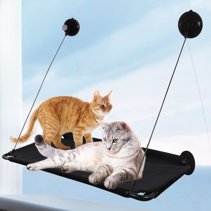 Photo 1 of Cat Window Perch Window Bed Perch Hammock Seat Kitty Sunny Seat Durable Big Pet Perch with Upgraded Warm Cotton 2021 Latest Screw Suction Cups can Holds Huge Cats Easy Set up
