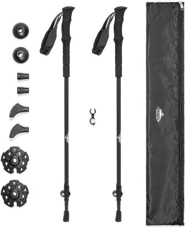 Photo 1 of Cascade Mountain Tech Trekking Poles - Carbon Fiber Walking or Hiking Sticks with Quick Adjustable Locks