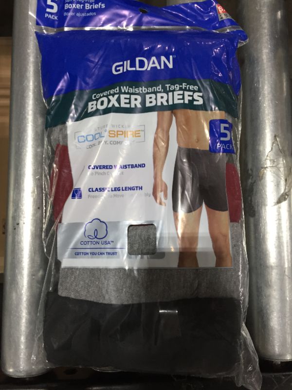 Photo 2 of Gildan Men's Covered Waistband Boxer Briefs, Multipack 5 pack size small