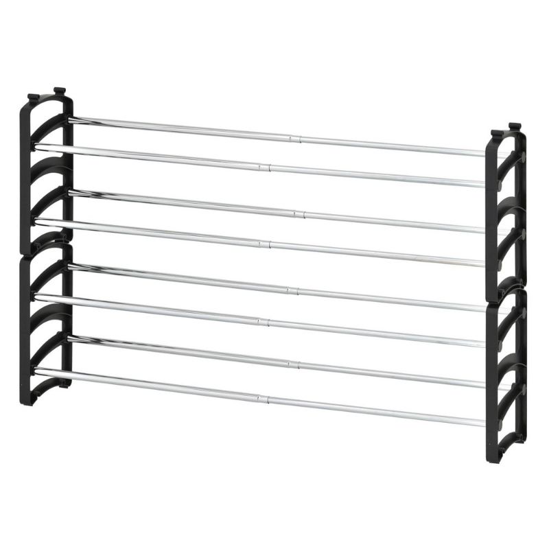 Photo 1 of 4-Tier Shoe Rack Organizer - Chrome, Black