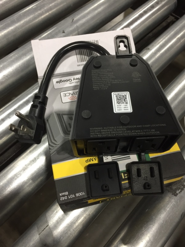 Photo 1 of 15 Amp 120-Volt Smart Hubspace Wi-Fi Bluetooth Outdoor Plug with 2 Outlets Works with Amazon Alexa and Google Assistant
