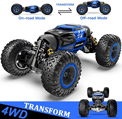 Photo 1 of BEZGAR 16 Toy Grade1:14 Scale Remote Control Crawler, 4WD Transform 15 Km/h All Terrains Electric Toy Stunt Cars RC Monster Vehicle Truck Car with Rechargeable Batteries for Boys Kids and Adults
