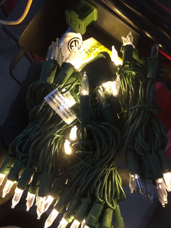 Photo 2 of 29.5 Ft. 100-Light LED Mini Warm White String Light with Green Wire Christmas Decoration, 3 Pack