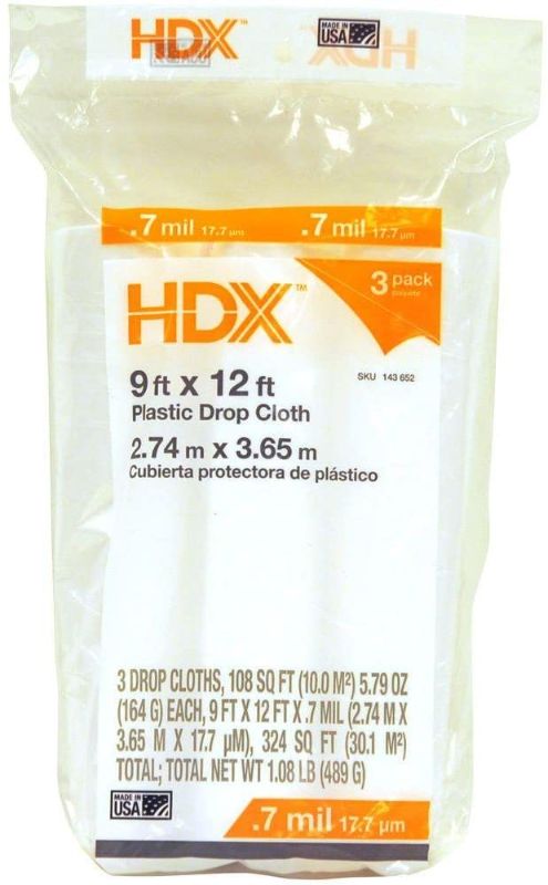 Photo 1 of 9 ft. x 12 ft. 0.7 mil Drop Cloth (3-Pack)
