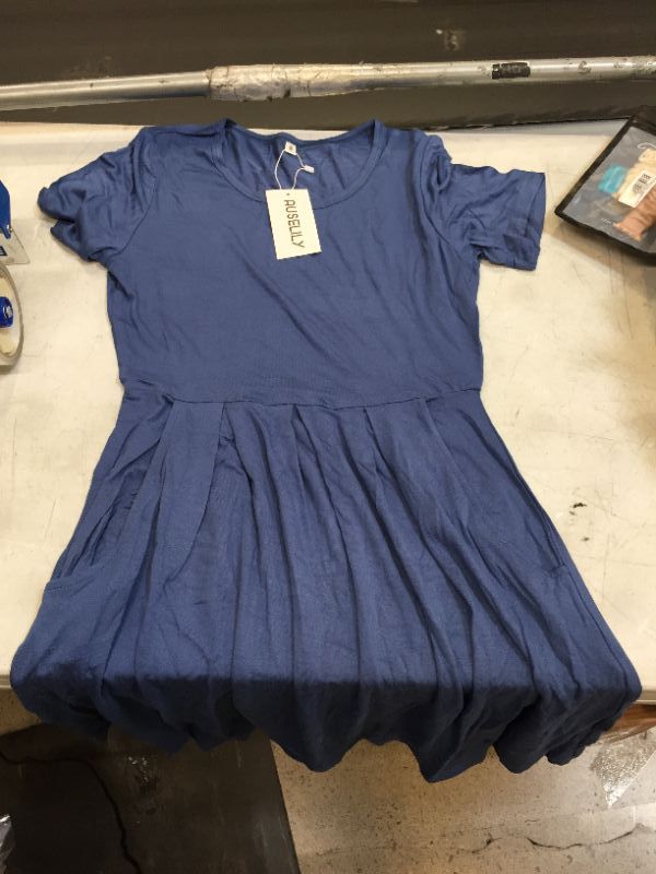 Photo 1 of U NECK BLUE DRESS WITH SHORT SLEEVE 