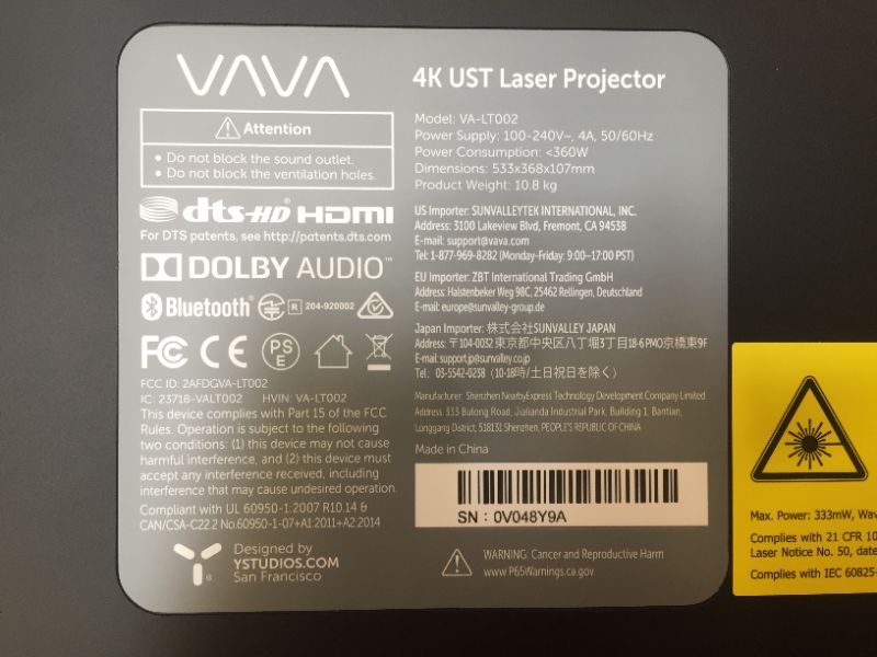 Photo 7 of Vava 4K Ultra Short Throw Laser TV Projector - Black