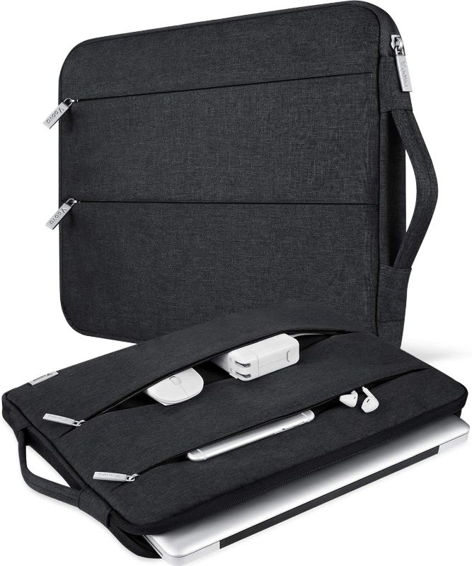 Photo 1 of Voova 11 11.6 12 Inch Laptop Sleeve Case with Pockets,Slim Computer Cover Bag Compatible with MacBook Air 11" 12",Surface Pro 7 6,Samsung Chromebook 3 4,Surface Laptop Go 12.4,Black