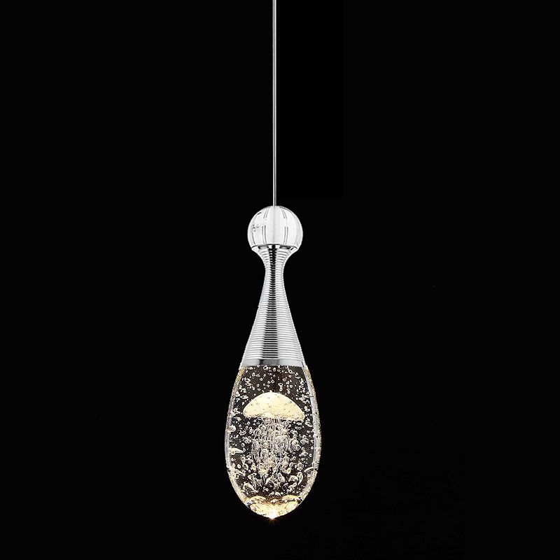 Photo 1 of 
Roll over image to zoom in





JoollySun Mini Pendant Lighting for Kitchen - Integrated LED Hanging Lights Fixture with Bubble Crystal Jellyfish Polished Chrome