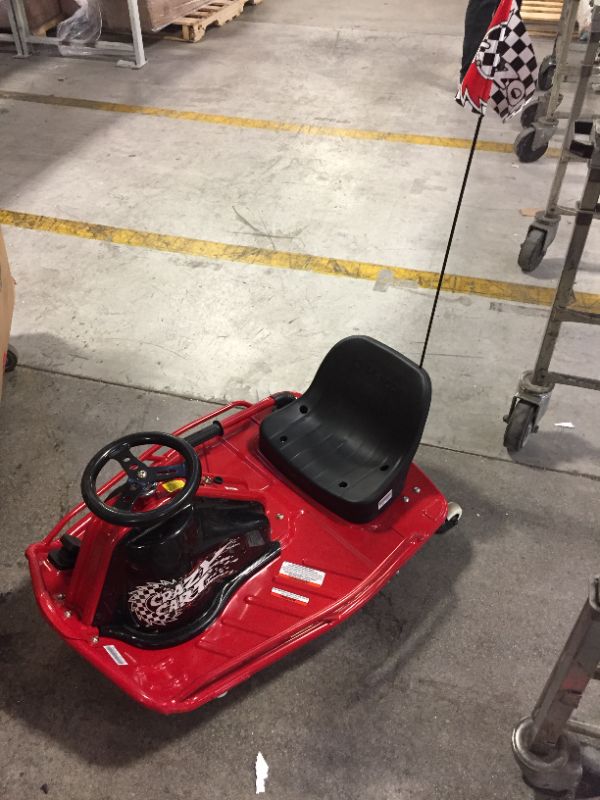 Photo 1 of CRAZY CART
** NORMAL USE**
((MISSING POWER CORD))

Razor Crazy Cart - 24V Electric Drifting Go Kart - Variable Speed, Up to 12 mph, Drift Bar for Controlled Drifts
