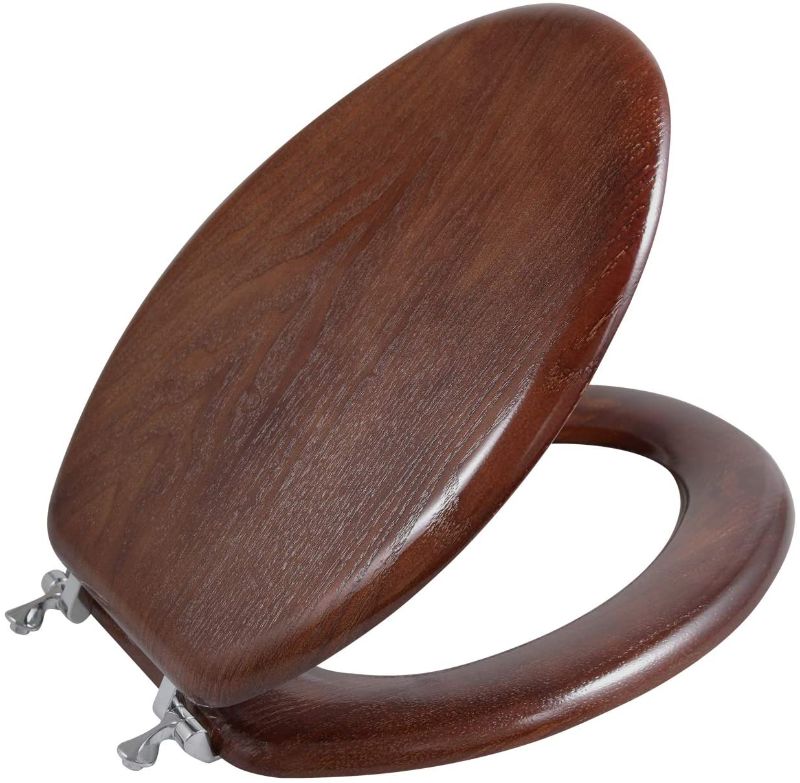 Photo 1 of Angel Shield Durable Wood Veneer Natural Toilet Seat Metal Hinged Easy Clean Anti-scratch American Standard(Elongated,Dark Walnut)
*MISSING HARDWARE**