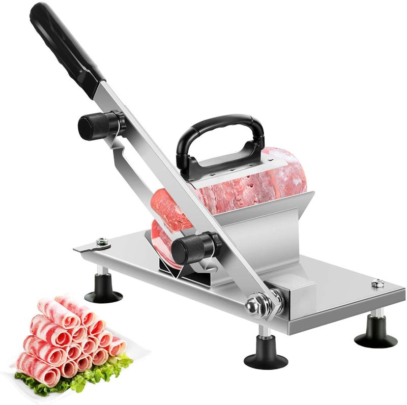 Photo 1 of aingycy Frozen Meat Slicer Hand Slicing Machine Stainless Steel Frozen Beef Mutton Bacon Meat Cutter Vegetable Fruit Meat Cleaver for Home Kitchen and Commercial Use
**MISSING ACCESSORIES**