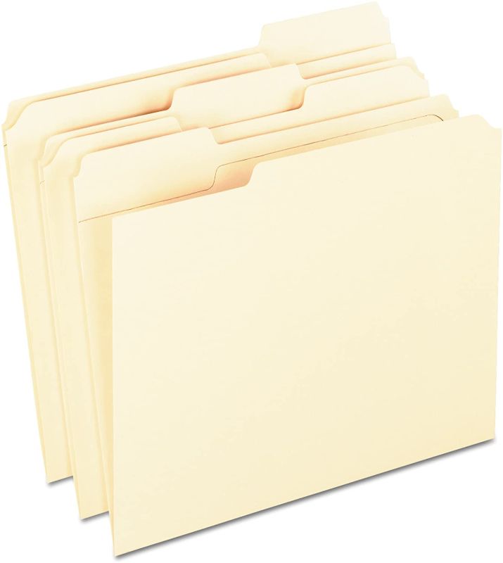 Photo 1 of Pendaflex Reinforced Tab File Folders, Letter Size, Manila, 1/3-Cut, 100 Per Box (R752 1/3)
