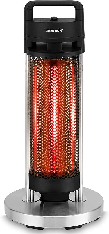 Photo 1 of Infrared Outdoor Electric Space Heater - 900Watt Portable Fast Heating Indoor/Outdoor Heater Odorless Waterproof Electric Patio Heater w/ Tip-over Safety Switch -Remote Control -SereneLife SLOHT24
