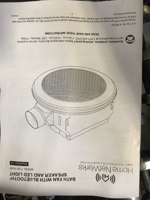 Photo 1 of Home NetWerks 80 CFM Ceiling Mount Bluetooth Stereo Speaker Bathroom Exhaust Fan