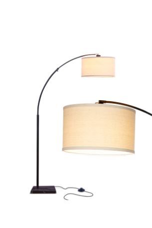 Photo 1 of Brightech Logan Arc Standing Floor Lamp with LED Bulb and Drum Shade, Black
