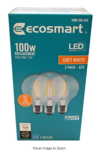 Photo 1 of 100-Watt Equivalent G25 Dimmable Globe Clear Glass Filament LED Vintage Edison Light Bulb Bright White 12pk