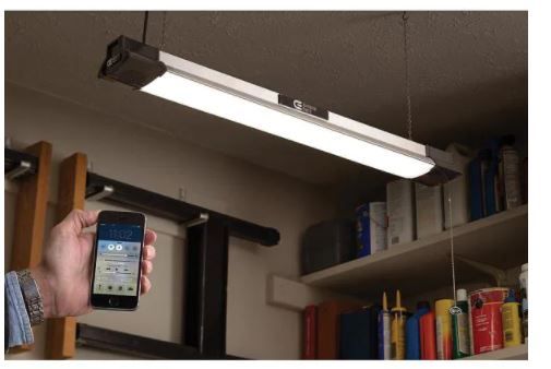 Photo 3 of 40 in. 64-Watt Equivalent Integrated LED Black Brushed Nickel Shop Light with Bluetooth Speakers 3500 Lumens 4000K
