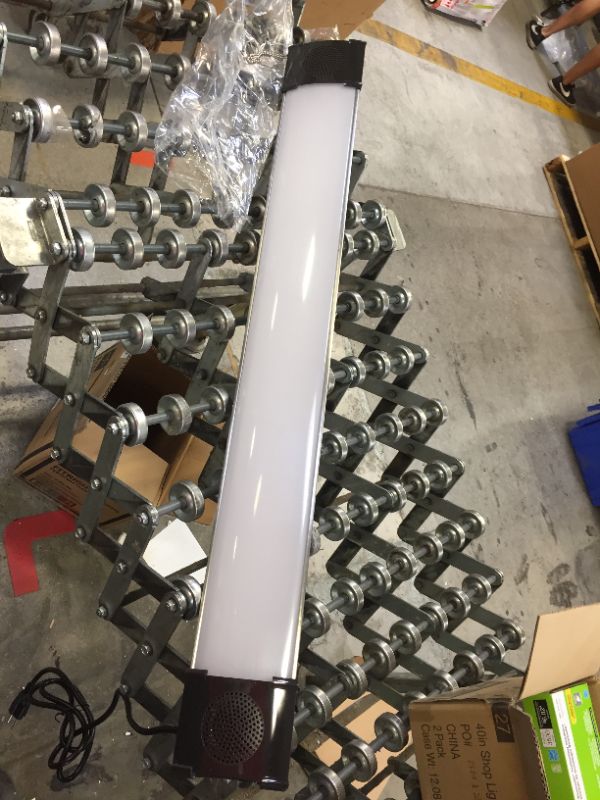 Photo 1 of 40 in. 64-Watt Equivalent Integrated LED Black Brushed Nickel Shop Light with Bluetooth Speakers 3500 Lumens 4000K
