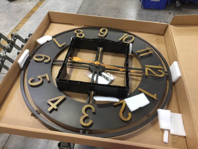 Photo 2 of Extra Large 30 Inch Industrial Loft Metal Wall Clock with Open Face, Arabic Numerals and Quartz Movement
