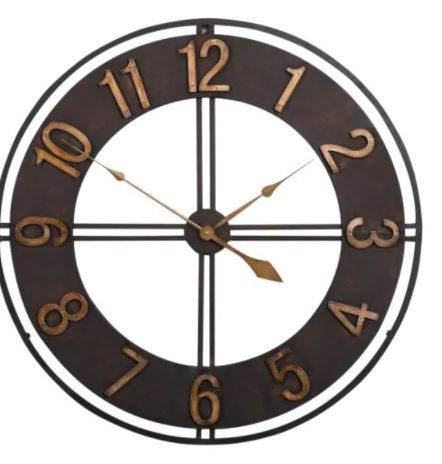 Photo 1 of Extra Large 30 Inch Industrial Loft Metal Wall Clock with Open Face, Arabic Numerals and Quartz Movement
