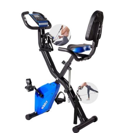 Photo 1 of WHTOR Folding Exercise Bike, Stationary Magnetic Upright Cycling Bike with Arm and Leg Workout for Home Indoor, WHT100102
