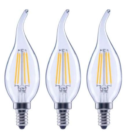 Photo 1 of 60-Watt Equivalent B11 Dimmable Flame Bent Tip Clear Glass Filament LED Vintage Edison Light Bulb Soft White (3-Pack)
