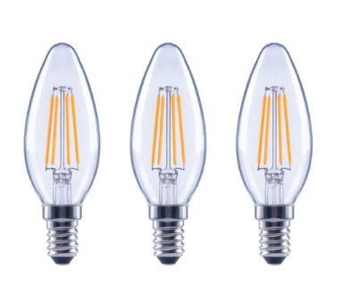 Photo 1 of 60-Watt Equivalent B11 Dimmable ENERGY STAR Clear Glass Filament LED Vintage Edison Light Bulb Bright White (3-Pack) 4 BOXES 
