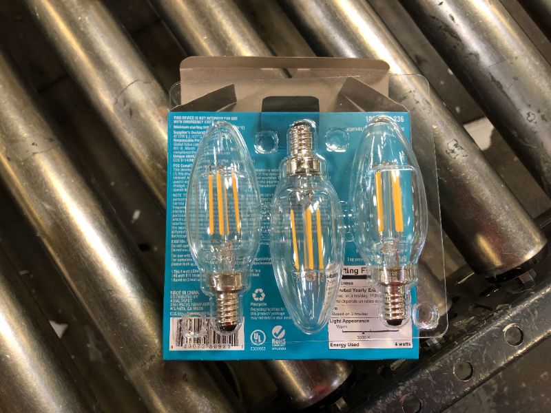 Photo 4 of 40-Watt Equivalent B11 Dimmable ENERGY STAR Clear Glass Filament LED Vintage Edison Light Bulb Bright White (3-Pack) 4boxes 
