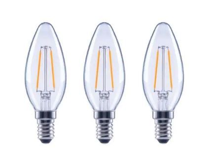 Photo 1 of 25-Watt Equivalent B11 Candle Dimmable ENERGY STAR Clear Glass Filament Vintage LED Light Bulb Soft White (3-Pack) 4 PK 
