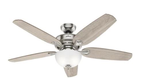Photo 1 of Channing 54 in. LED Indoor Easy Install Brushed Nickel Ceiling Fan with HunterExpress Feature Set
