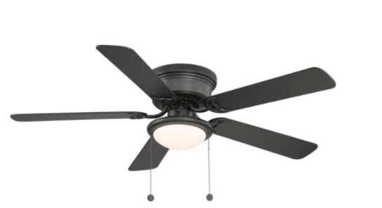 Photo 1 of Hugger 52 in. LED Indoor Black Ceiling Fan with Light Kit
