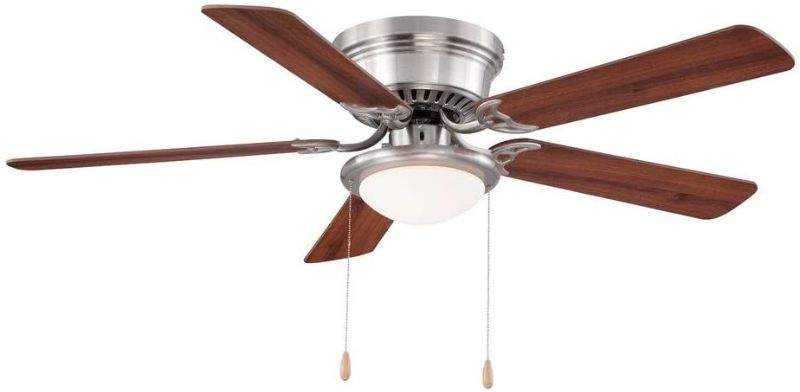 Photo 1 of Hugger 25518 LED Brushed Nickel Ceiling Fan 52" w/ Chestnut/Maple Blades
