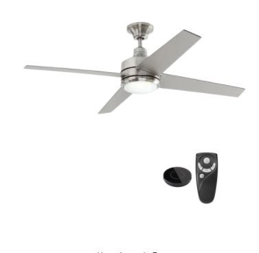 Photo 1 of Mercer 52 in. Integrated LED Indoor Brushed Nickel Ceiling Fan with Light Kit works with Google Assistant and Alexa

