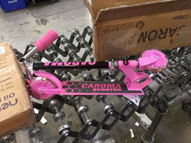 Photo 1 of CAROMA Kick Scooter&Kids Scooter Kick Scooter for Kids with LED Light Up Wheels Kick Scooter, Adjustable Height Kick Scooters for Boys and Girls Ages 3-8 Foldable Kids Scooter, 110lb
