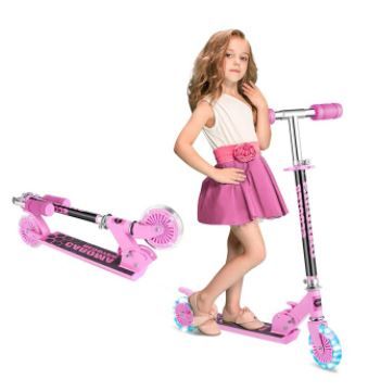 Photo 1 of CAROMA Kick Scooter&Kids Scooter Kick Scooter for Kids with LED Light Up Wheels Kick Scooter, Adjustable Height Kick Scooters for Boys and Girls Ages 3-8 Foldable Kids Scooter, 110lb
