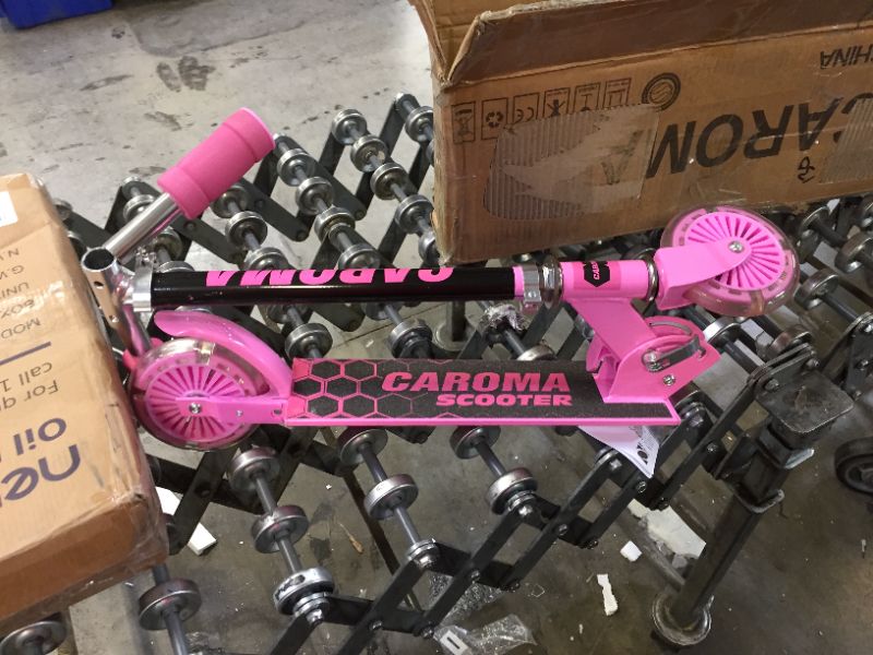 Photo 1 of CAROMA Kick Scooter&Kids Scooter Kick Scooter for Kids with LED Light Up Wheels Kick Scooter, Adjustable Height Kick Scooters for Boys and Girls Ages 3-8 Foldable Kids Scooter, 110lb
