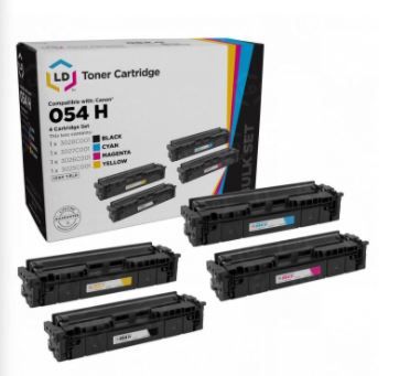 Photo 1 of Compatible Canon 054H Bulk Set of 4 Toner Cartridges : 1 Each of Black, Cyan, Magenta, Yellow

