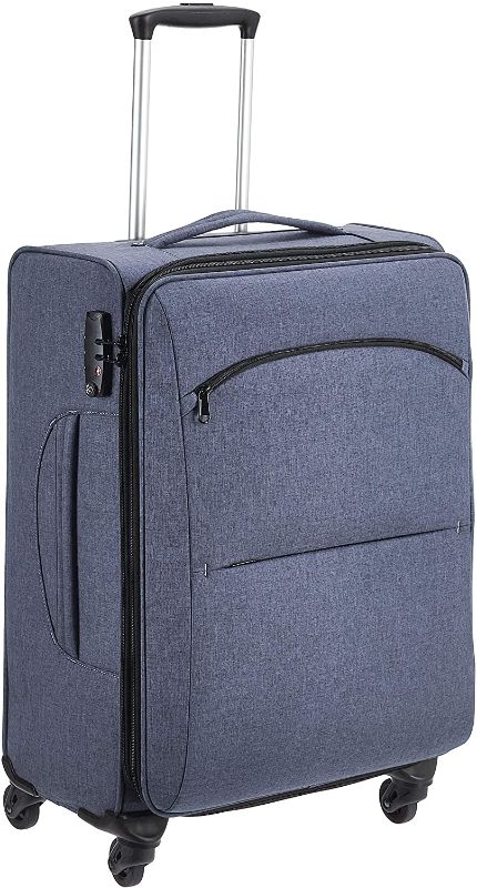 Photo 3 of Amazon Basics Urban Softside Spinner Luggage, 25-Inch, Blue
