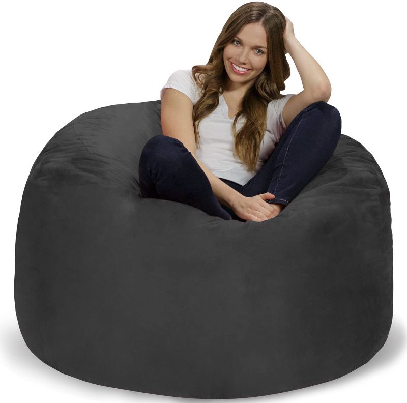 Photo 1 of Chill Sack Bean Bag Chair: Giant 4' Memory Foam Furniture Bean Bag - Big Sofa with Soft Micro Fiber Cover - Charcoal
