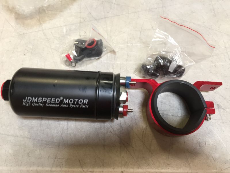 Photo 1 of 380LPH Inline External Electric High Pressure Fuel Pump w/ Mounting Bracket Kit