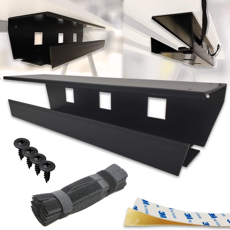 Photo 1 of Cable Management Tray, Black-SET OF 2