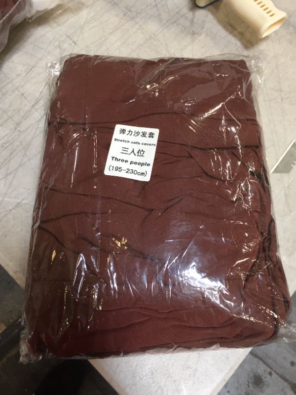 Photo 1 of 3 SEATER STRETCH COUCH COVER - BROWN - 195-230CM