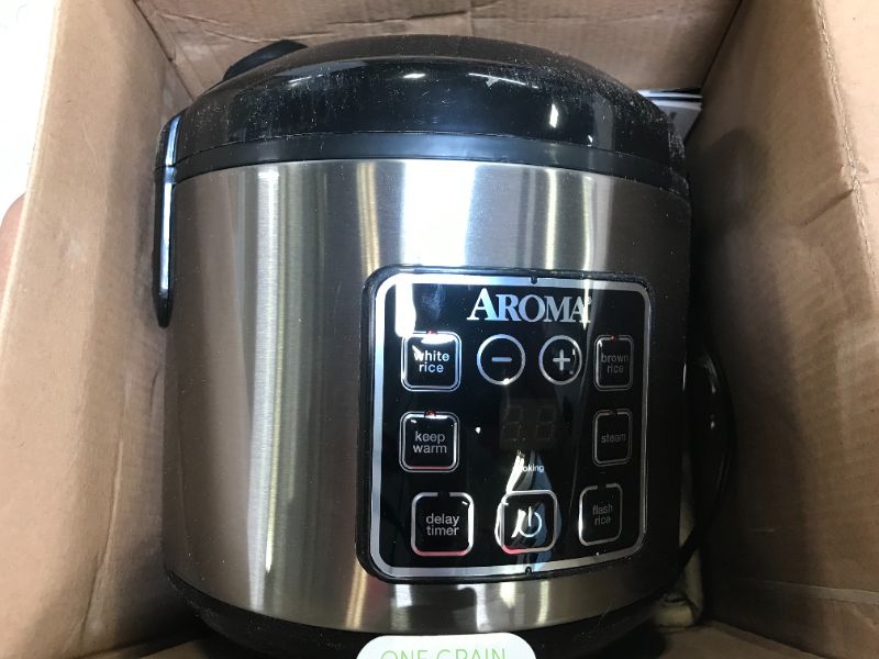 Photo 2 of Aroma Digital Rice Cooker and Food Steamer, Silver, 8 Cup