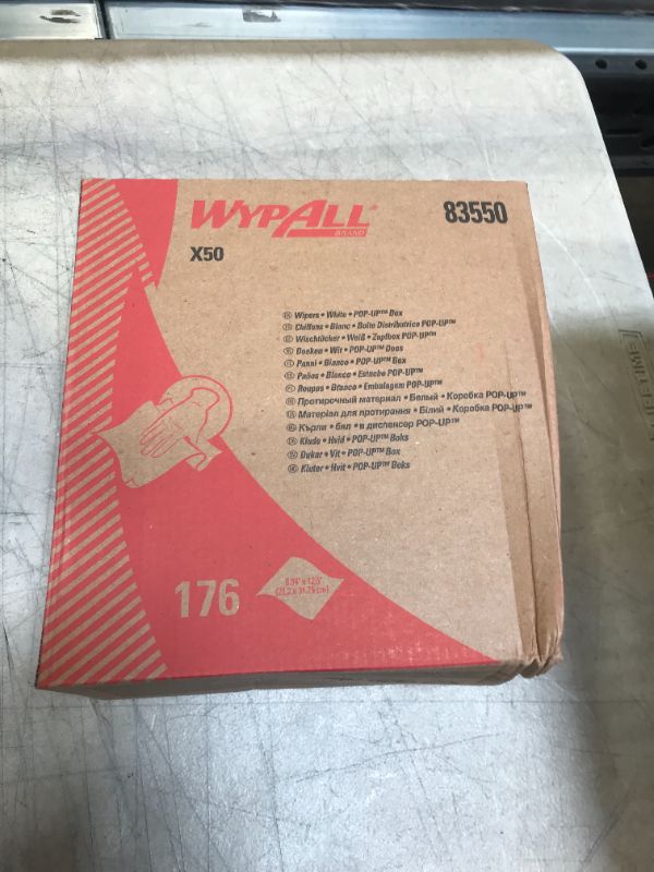Photo 2 of 83550 - Wypall X50 Wipers, 9 1/10 X 12 1/2, White, Pop-up Box of 176/wipes
